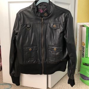 Black and gold leather jacket